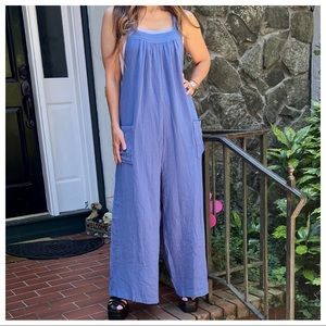 ShopEvelynne Lavender Blue Sleeveless Wide-Leg Jumpsuit